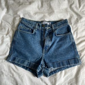 american apparel high waisted denim shorts size 26